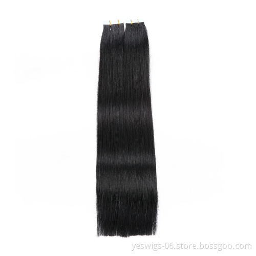 10A Grade Peruvian Hair Extension Human 1# Jet Black Color Woman Hair Weaving Tape In Cuticle Aligned Peruvian Virgin Remy Hair